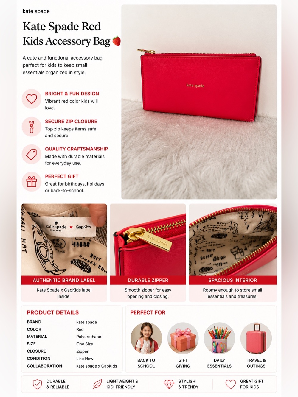 Kate Spade Red Kids Accessory Bag 🍓